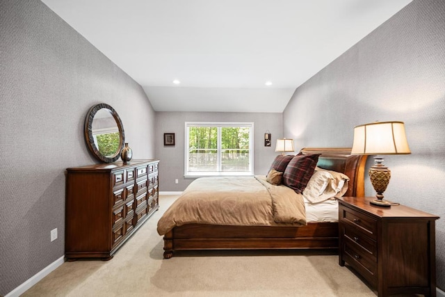 31 Inlet View Path, East Moriches, NY 11940 - bedroom featuring lofted ceiling, light colored carpet, recessed lighting, and baseboards