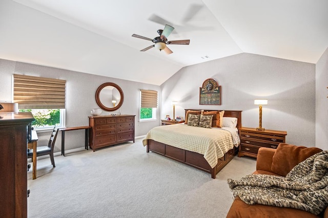 31 Inlet View Path, East Moriches, NY 11940 - bedroom with carpet flooring, lofted ceiling, multiple windows, a ceiling fan, and baseboards