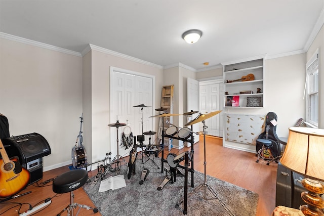 123 E St, South Salem, NY 10590 - workout area with wood finished floors, crown molding, and baseboards