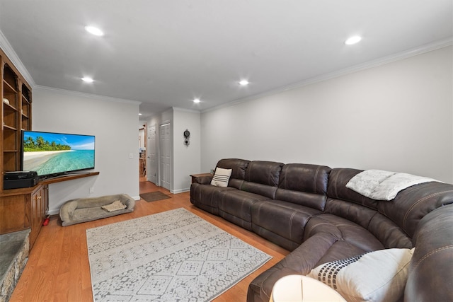 123 E St, South Salem, NY 10590 - living area featuring crown molding, wood finished floors, recessed lighting, and baseboards
