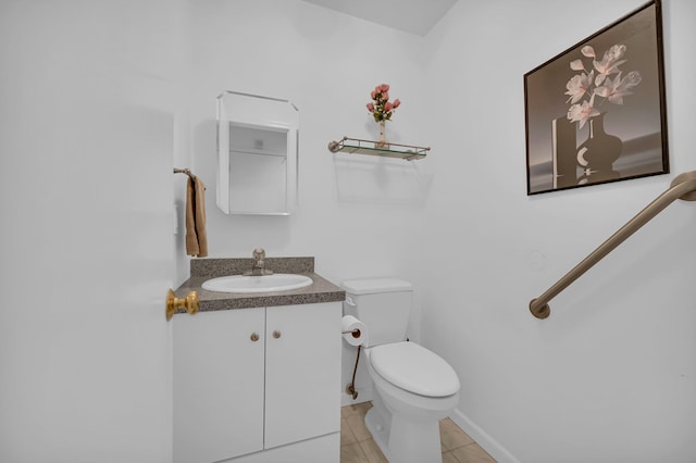48 Old Lake Rd, Congers, NY 10920 - half bath with vanity, toilet, baseboards, and tile patterned flooring