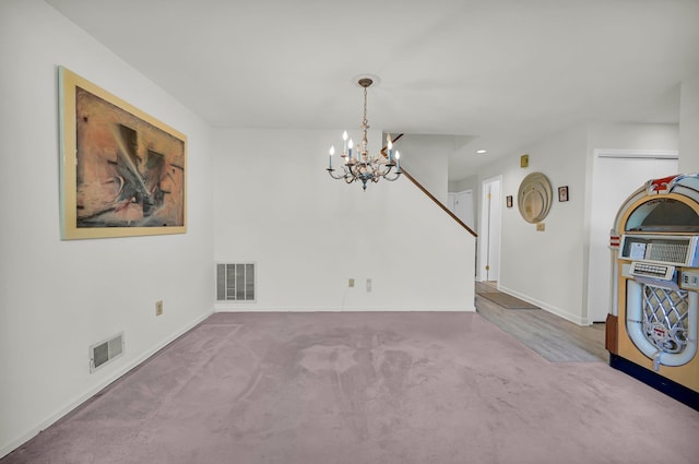 48 Old Lake Rd, Congers, NY 10920 - empty room featuring a chandelier, carpet, baseboards, and recessed lighting