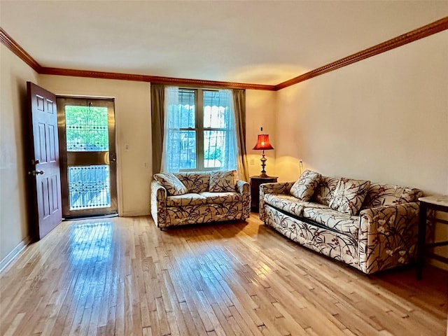 2813 W 30th St, Brooklyn, NY 11224 - living area featuring hardwood / wood-style flooring and crown molding