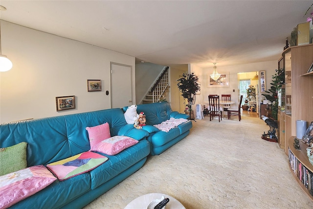 120-16 Cove Ct Unit 87A, College Point, NY 11356 - carpeted living area featuring stairway