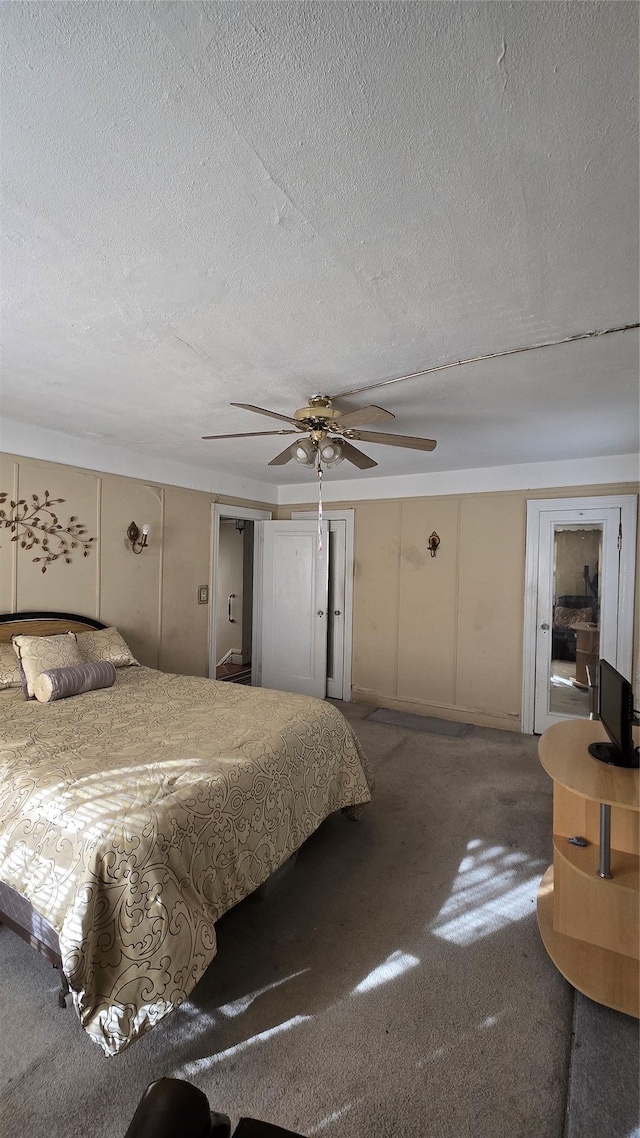 11419 179th St, Addisleigh Park, NY 11434 - bedroom with carpet floors, a textured ceiling, and a ceiling fan