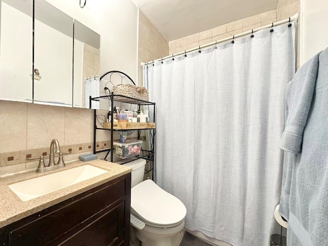 18 Sheridan Ave, Brooklyn, NY 11208 - bathroom with backsplash, toilet, vanity, and a shower with curtain