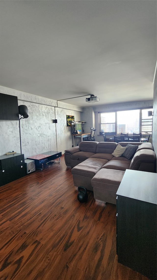 living room with wood finished floors