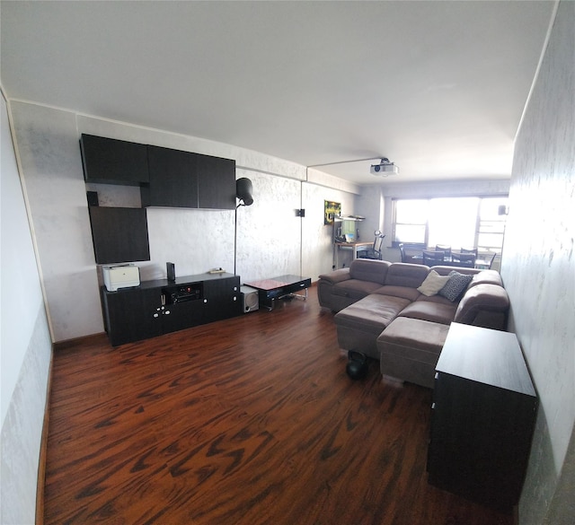 living area with wood finished floors