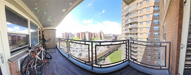 balcony with a city view