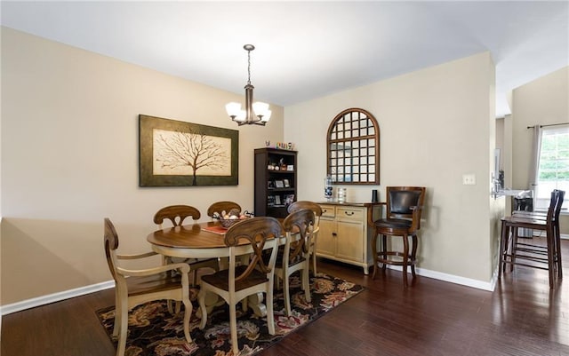 5 Case Ct, Monroe, NY 10950 - dining space featuring a chandelier, baseboards, and dark wood finished floors