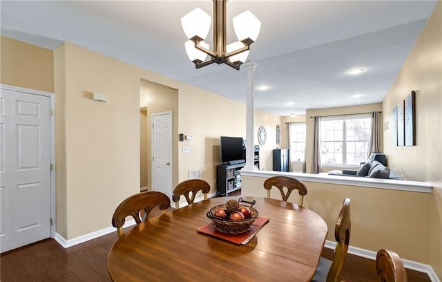5 Case Ct, Monroe, NY 10950 - dining space with dark wood-type flooring, baseboards, and a chandelier