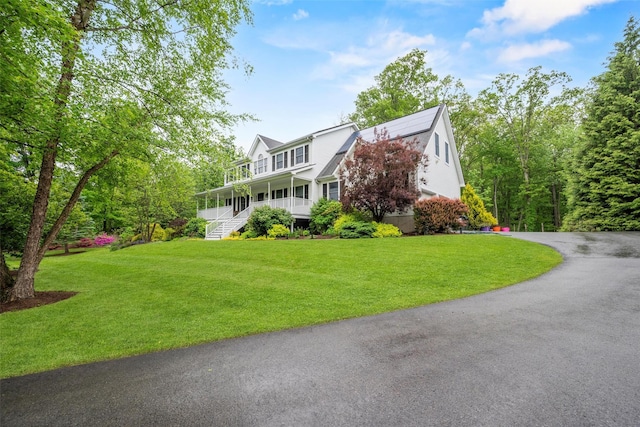 5 Gabriels Dr, Chester, NY 10918 - view of front of house with covered porch, a front yard, and stairs