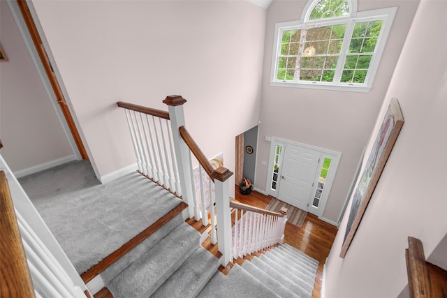 5 Gabriels Dr, Chester, NY 10918 - foyer featuring a towering ceiling, baseboards, wood finished floors, and stairs
