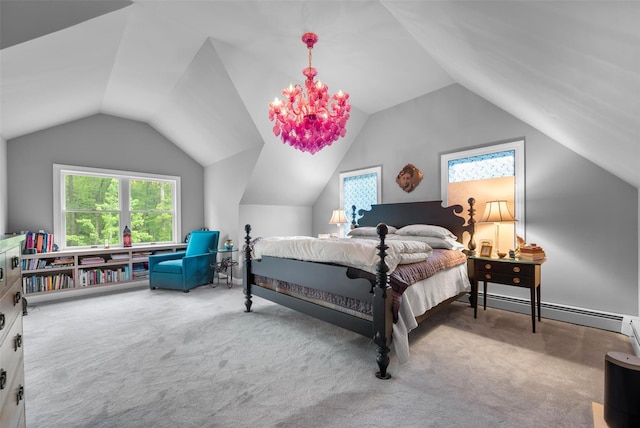 5 Gabriels Dr, Chester, NY 10918 - bedroom featuring carpet floors, lofted ceiling, and a baseboard radiator