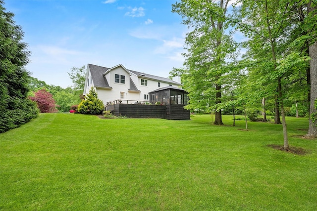 5 Gabriels Dr, Chester, NY 10918 - view of grassy yard with a sunroom and a deck