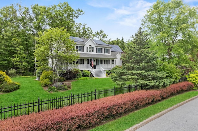 5 Gabriels Dr, Chester, NY 10918 - view of front of property featuring a porch, solar panels, and stairs