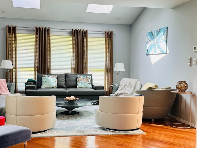 9 Hill And Tree Ct, Melville, NY 11747 - living room with a skylight, wood finished floors, and healthy amount of natural light