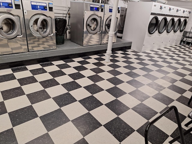 92-11 35th Ave Unit 2P, Jackson Heights, NY 11372 - communal laundry room with washer and dryer and tile patterned floors
