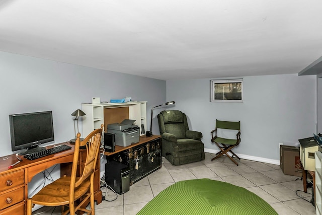 tiled office featuring baseboards