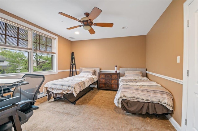 525 Green Pl, Woodmere, NY 11598 - bedroom with baseboards, ceiling fan, recessed lighting, and a baseboard radiator