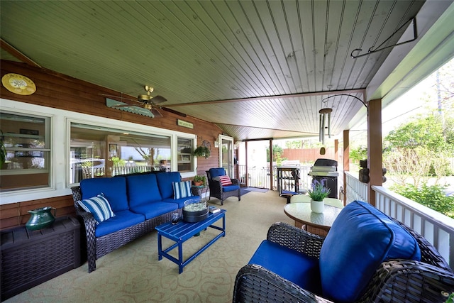3 Rock Pl, Stanfordville, NY 12581 - view of patio / terrace with an outdoor living space, ceiling fan, and area for grilling