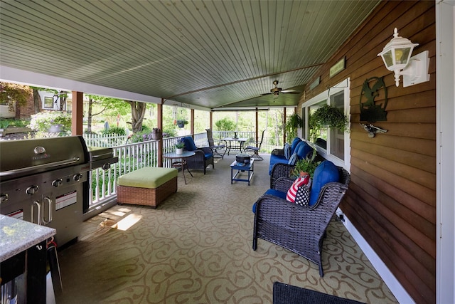 3 Rock Pl, Stanfordville, NY 12581 - sunroom featuring ceiling fan, healthy amount of natural light, outdoor lounge area, and lofted ceiling