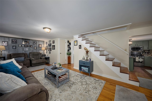 3 Rock Pl, Stanfordville, NY 12581 - living area featuring wood finished floors, stairway, and baseboards