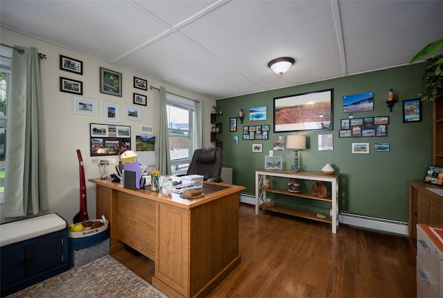 3 Rock Pl, Stanfordville, NY 12581 - office area with a baseboard radiator and dark wood finished floors