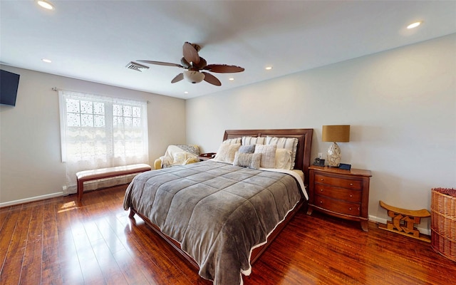 395 Toleman Rd, Washingtonville, NY 12575 - bedroom with baseboards, wood finished floors, a ceiling fan, and recessed lighting