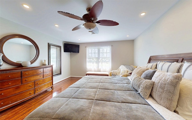395 Toleman Rd, Washingtonville, NY 12575 - bedroom with wood finished floors, recessed lighting, a ceiling fan, and baseboards