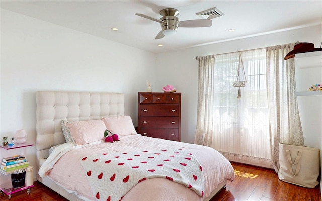395 Toleman Rd, Washingtonville, NY 12575 - bedroom with hardwood / wood-style flooring, ceiling fan, and recessed lighting