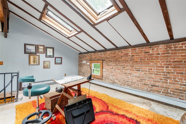 66 Susan Dr, Newburgh, NY 12550 - office area with brick wall and a skylight