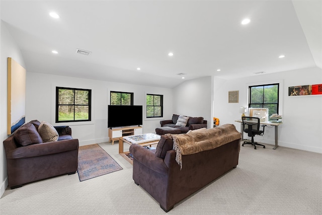 36 Spruce Ln, Poughkeepsie, NY 12603 - living room featuring recessed lighting, baseboards, and light carpet