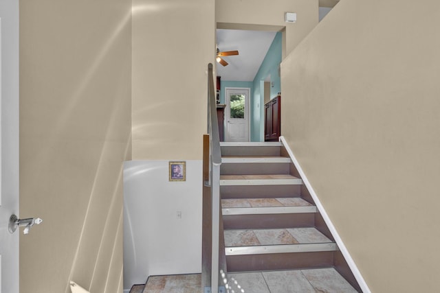 232 County Route 49, Slate Hill, NY 10973 - staircase featuring a ceiling fan and baseboards
