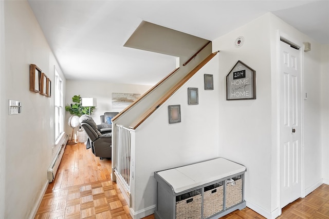 4 Kyle Ct, Carmel, NY 10512 - hall with a baseboard heating unit, baseboards, and stairway