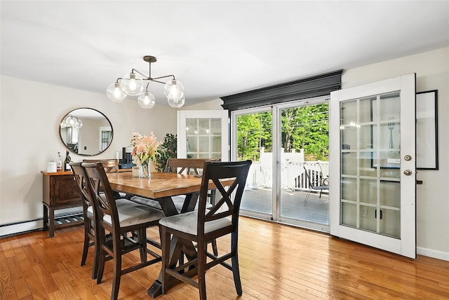4 Kyle Ct, Carmel, NY 10512 - dining room with light wood-style flooring, a chandelier, and baseboard heating
