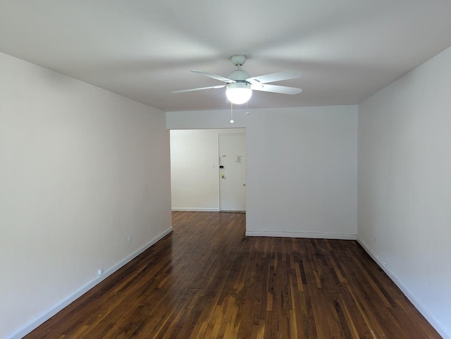 94-31 59th Ave Unit 4B, Elmhurst, NY 11373 - unfurnished room featuring a ceiling fan, dark wood-type flooring, and baseboards