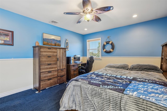 26 Wilson St, Port Jefferson Station, NY 11776 - carpeted bedroom featuring ceiling fan, an office area, baseboards, and recessed lighting