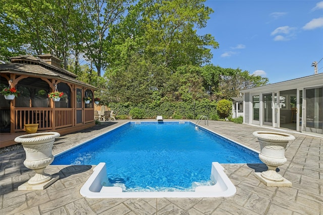 26 Wilson St, Port Jefferson Station, NY 11776 - outdoor pool with a patio and a gazebo
