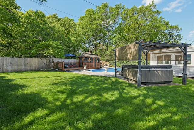 26 Wilson St, Port Jefferson Station, NY 11776 - view of yard featuring a gazebo, a hot tub, and a pergola