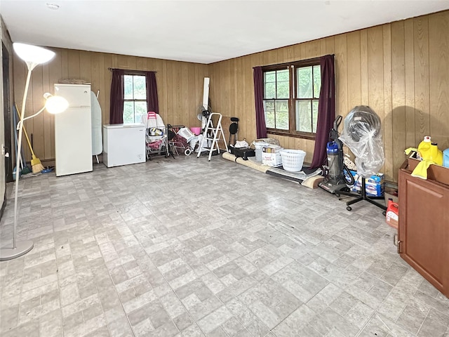9 Church St, Hyde Park, NY 12538 - interior space with wooden walls and brick patterned flooring