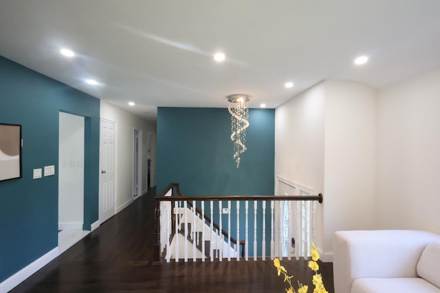 18 Park Dr E, Syosset, NY 11791 - corridor featuring an upstairs landing, recessed lighting, wood finished floors, and baseboards