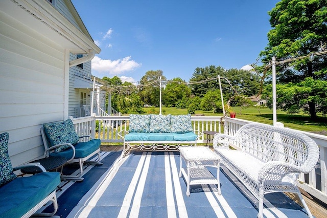 9 Ireland Ave, Wappingers Falls, NY 12590 - deck with outdoor lounge area and view of wooded area