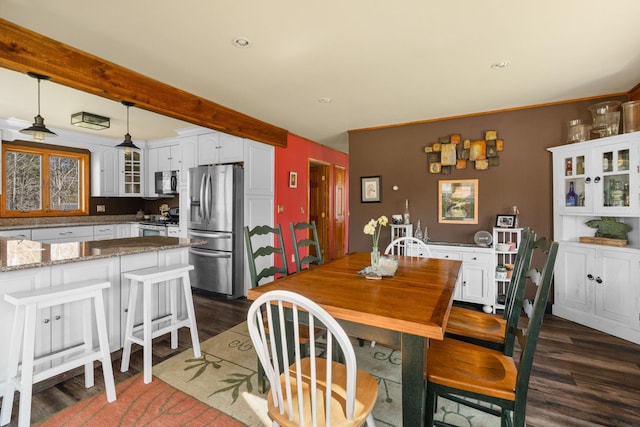 285 County Road 20, Cairo, NY 12413 - dining area with wood finished floors, recessed lighting, and beamed ceiling