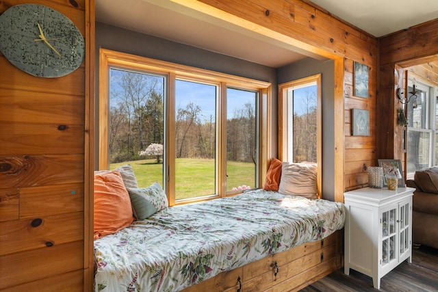 285 County Road 20, Cairo, NY 12413 - bedroom with multiple windows, wood finished floors, and wooden walls