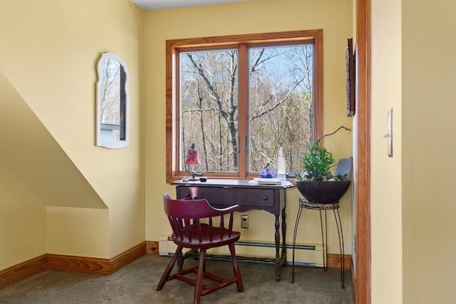 285 County Road 20, Cairo, NY 12413 - office space with carpet, baseboards, and a baseboard heating unit