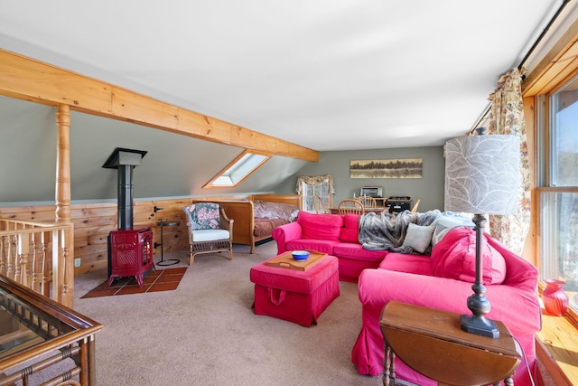 285 County Road 20, Cairo, NY 12413 - living room with carpet flooring and a wood stove