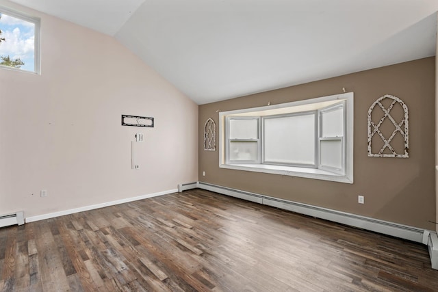22 Rosio Ln, Modena, NY 12548 - unfurnished room featuring lofted ceiling, wood finished floors, and a baseboard heating unit