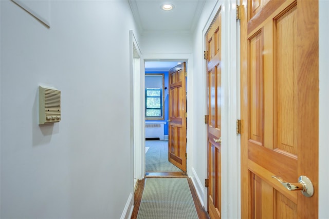 2 Town House Pl Unit 2H, Great Neck, NY 11021 - hall with radiator, crown molding, and baseboards