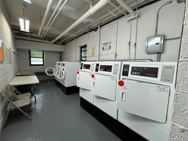 2 Town House Pl Unit 2H, Great Neck, NY 11021 - shared laundry room with washing machine and dryer and electric panel